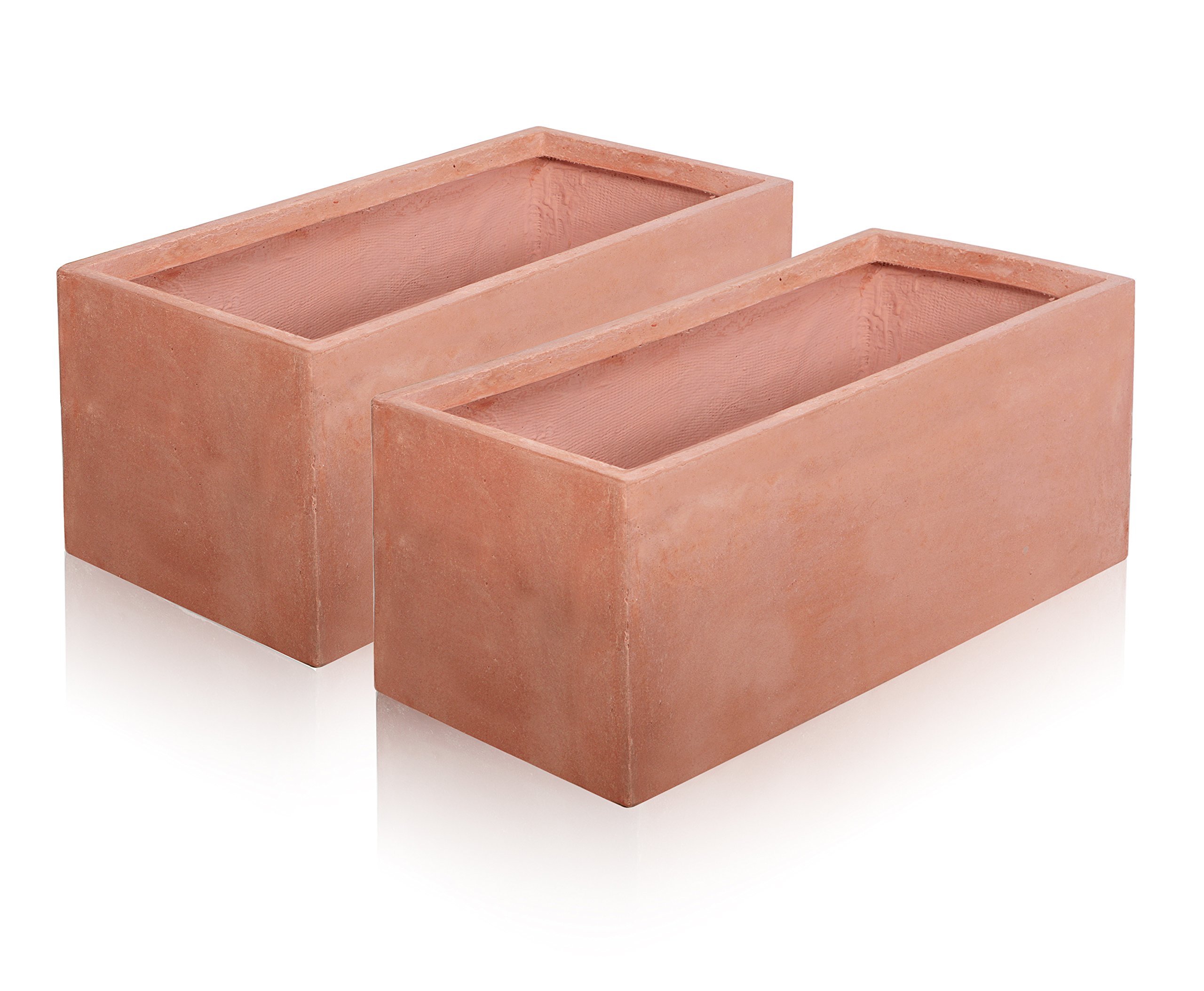 Primrose Terracotta Fibrecotta Rectangular Trough Planters 60Cm Set Of 2 from B&Q