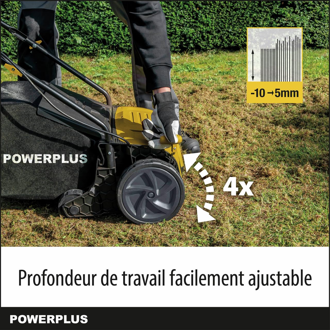 Powerplus Scarificateur Gazon Électrique POWXG75130-1300 W et Largeur de Coupe de 320 mm, 2-en-1 Aérateur et Scarificateur