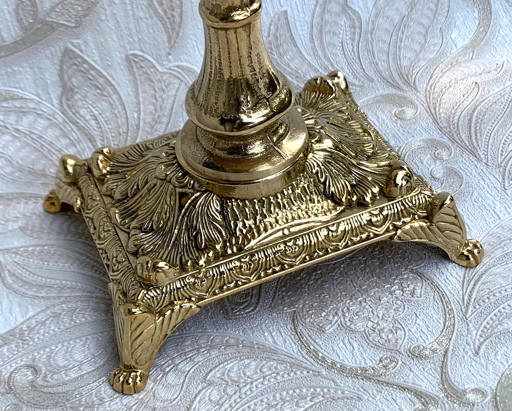3 Flammiger Kerzenleuchter Messing Gold 23 cm Kerzenständer Antik Stil Kerzenhalter Barock jugendstill Tischleuchter Mehrarmig Tischdeko 80410