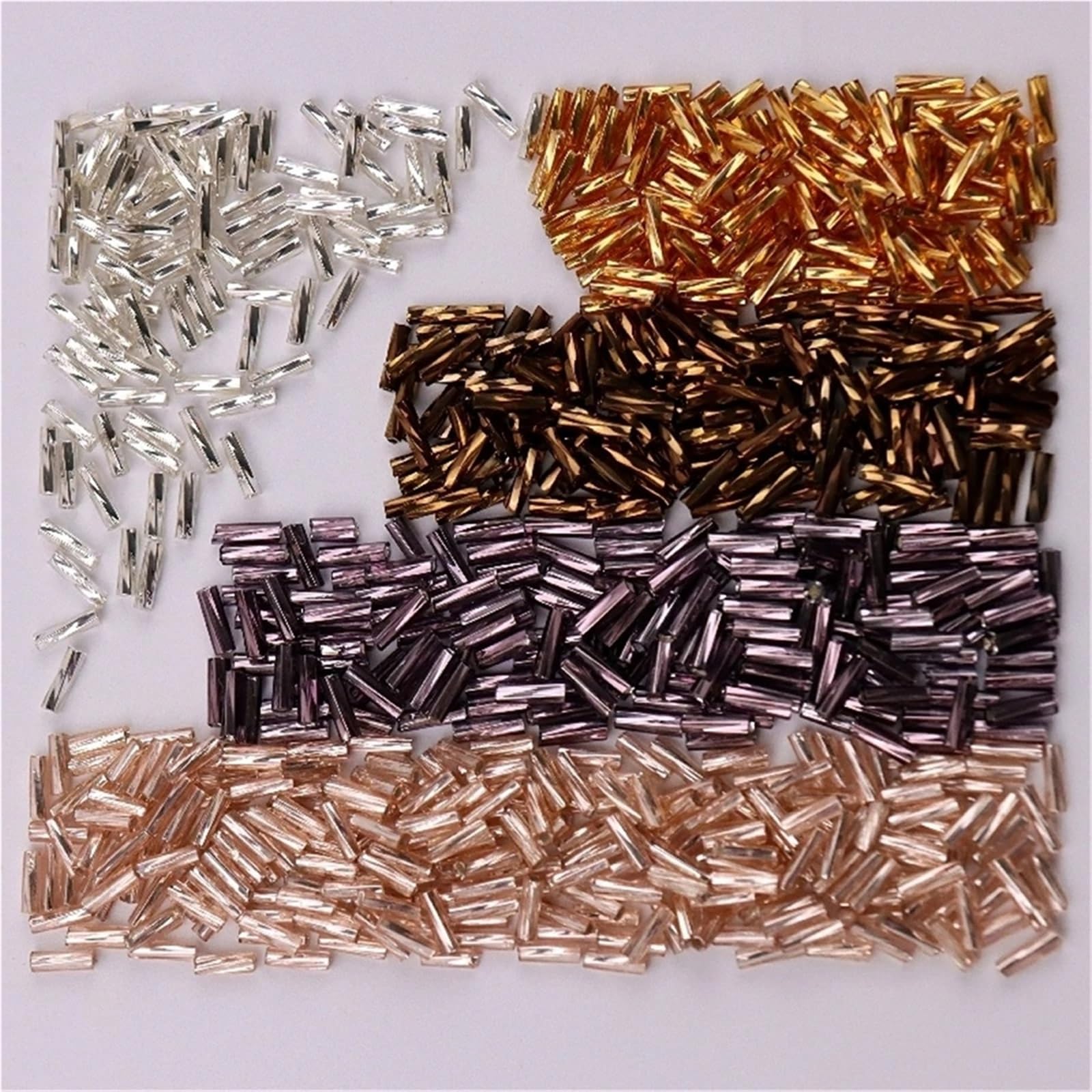 Perles Tubes Lot de 300/13 500 tubes perles en verre torsadées 2 x 6 mm, hélicoïdales for bricolage, bracelets, bijoux, confection vêtements, accessoires(Gray21,450g 13500pcs)