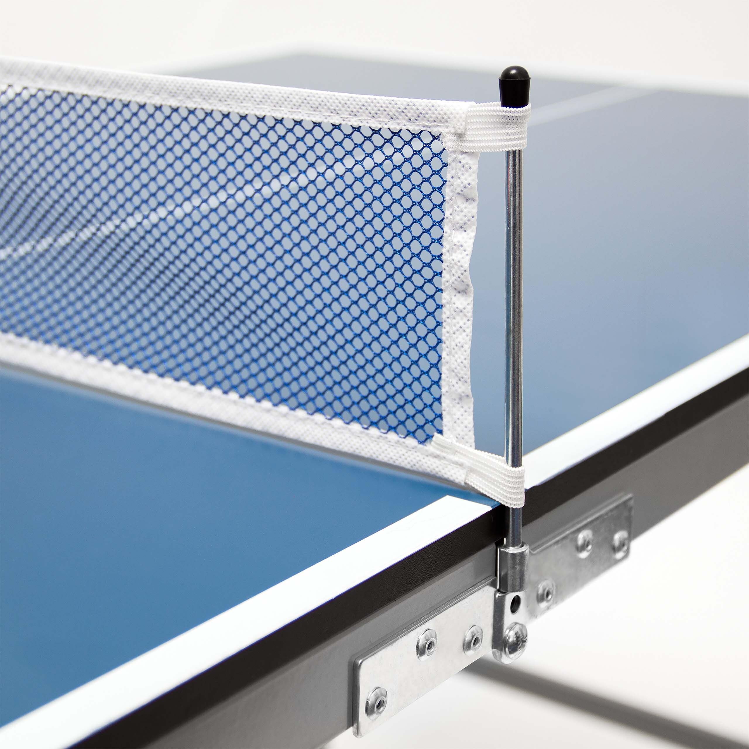Relaxdays Klappbare Tischtennisplatte, HBT: 71 x 150 x 67 cm, tragbarer Ping Pong Tisch, Netz, Bälle, Schläger, blau