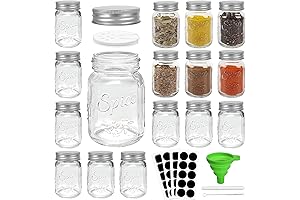CycleMore 4oz Mason Jar Spice Jars, 15-Pack