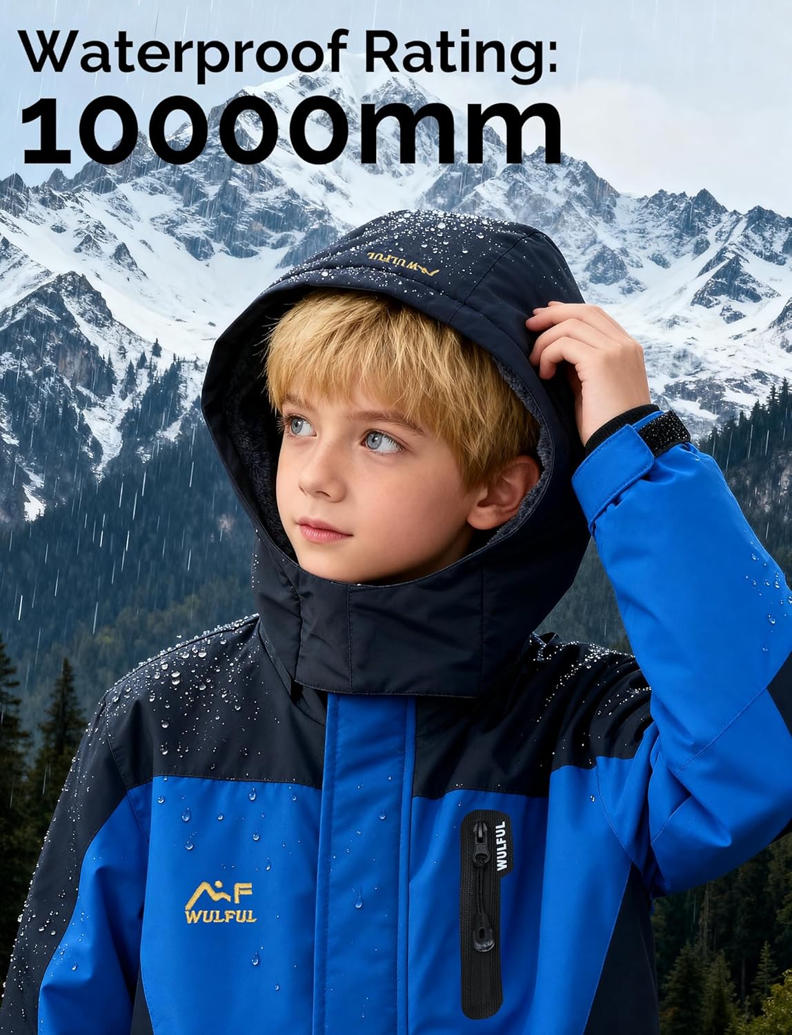 WULFUL Boy's Waterproof Ski Jackets Warm Fleece Lined Hooded Winter Snow Coat - Image 5