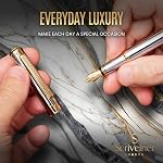 Stylo Plume Scriveiner Argent Chrome – Stylo de Luxe avec Nib Moyen Précis Allemand Schmidt, Détails Plaqués Or, Construction Équilibrée, Ensemble Cadeau d'Écriture Exécutif Ultra Fluide