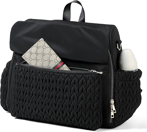 Miniatura 2 de Allie - Mochila elegante para pañales, bolsa de viaje para bebé con bolsillos aislados, cambiador, clips para cochecito, correa para el hombro