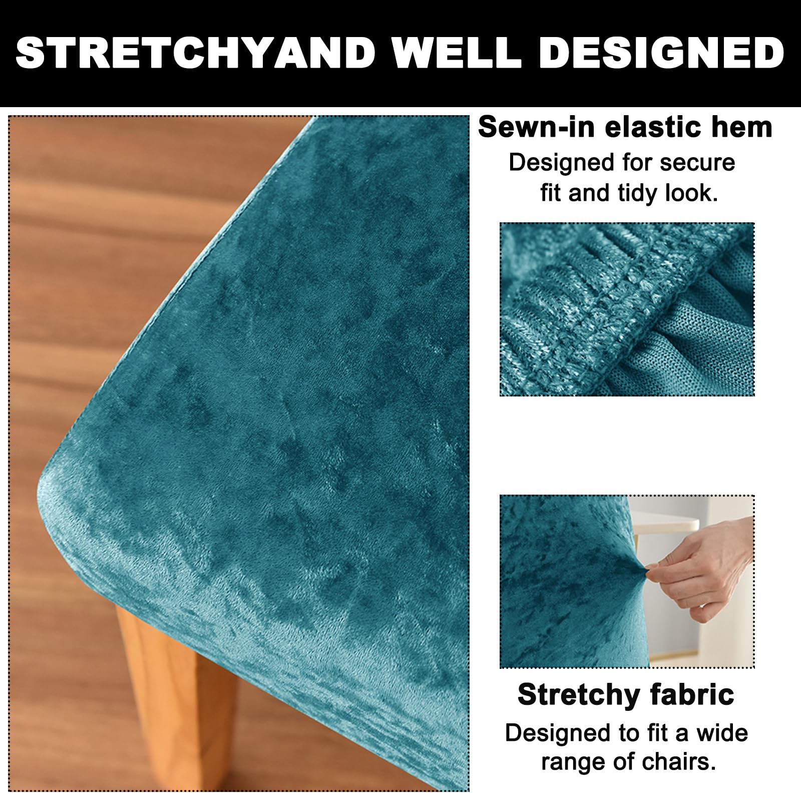 Lot de 2/4/6 housses de chaise de salle à manger en velours extensible, amovibles et lavables, protection élégante pour hôtel et cérémonie