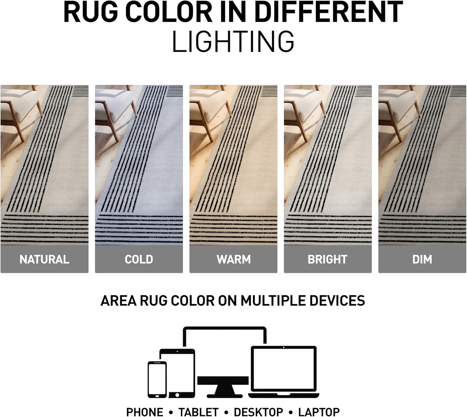 Rugshop Modern Minimal Bordered Indoor Area Rug for Entryway,Bedroom,Kitchen Rug Low Pile Rug with Jute Backing 4' x 6' Cream