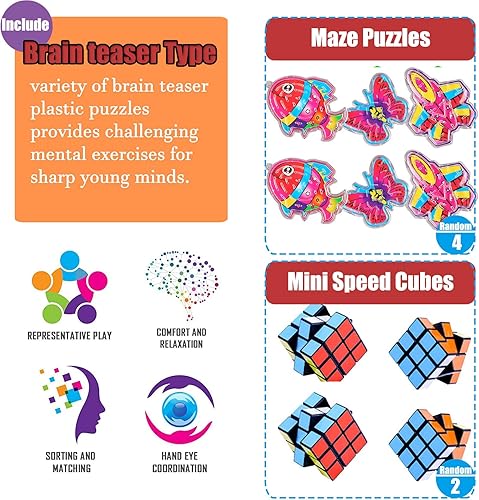Miniatura 6 de 109 piezas de juguetes de fiesta prémium, surtido de mini juguetes antiestrés para niños de todas las edades, premios de aula, cofre del tesoro,