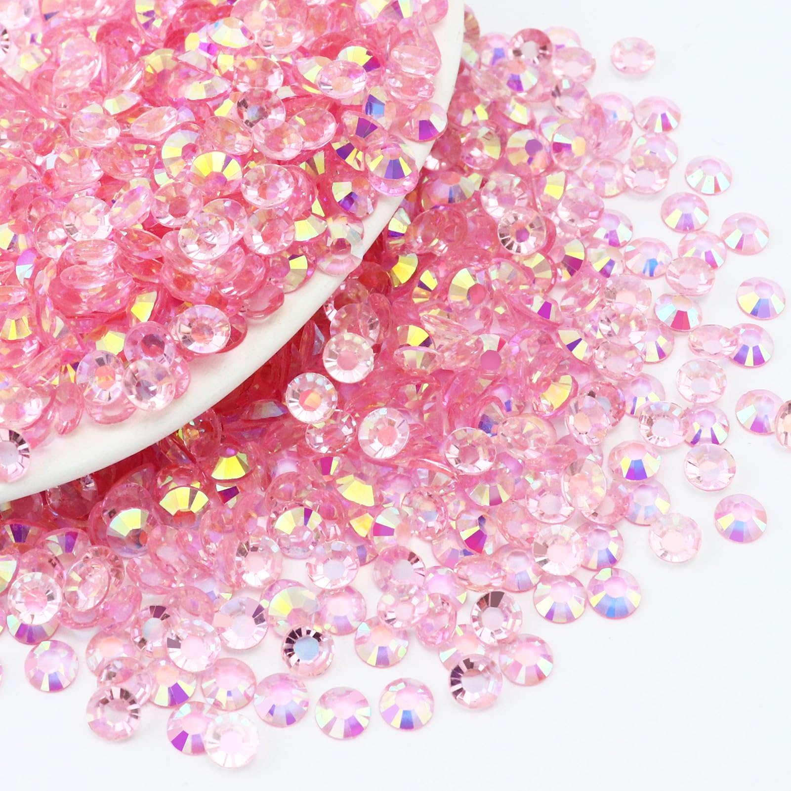 1000PCS 6mm Resin Flatback Rhinestone, Transparent Light Pink AB Flatback Jelly Rhinestones for Crafts, Tumblers, Mugs, Bottles, Nails, Loose Bling Diamond Gems Stone