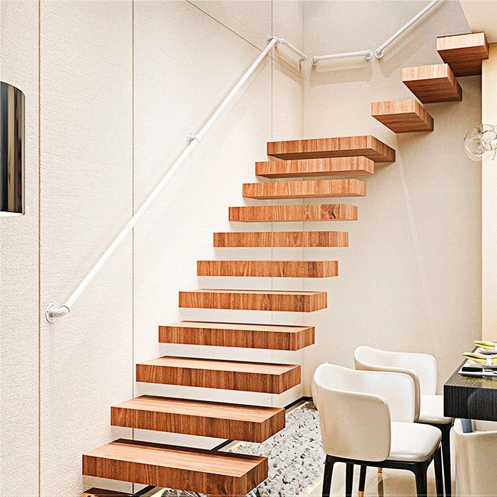 Kompletny zestaw balustrady na schody o długości 4,9 m z podpórką do montażu na ścianie – szyna bezpieczeństwa do wewnątrz / na zewnątrz loft na schody łatwa instalacja trwała konstrukcja