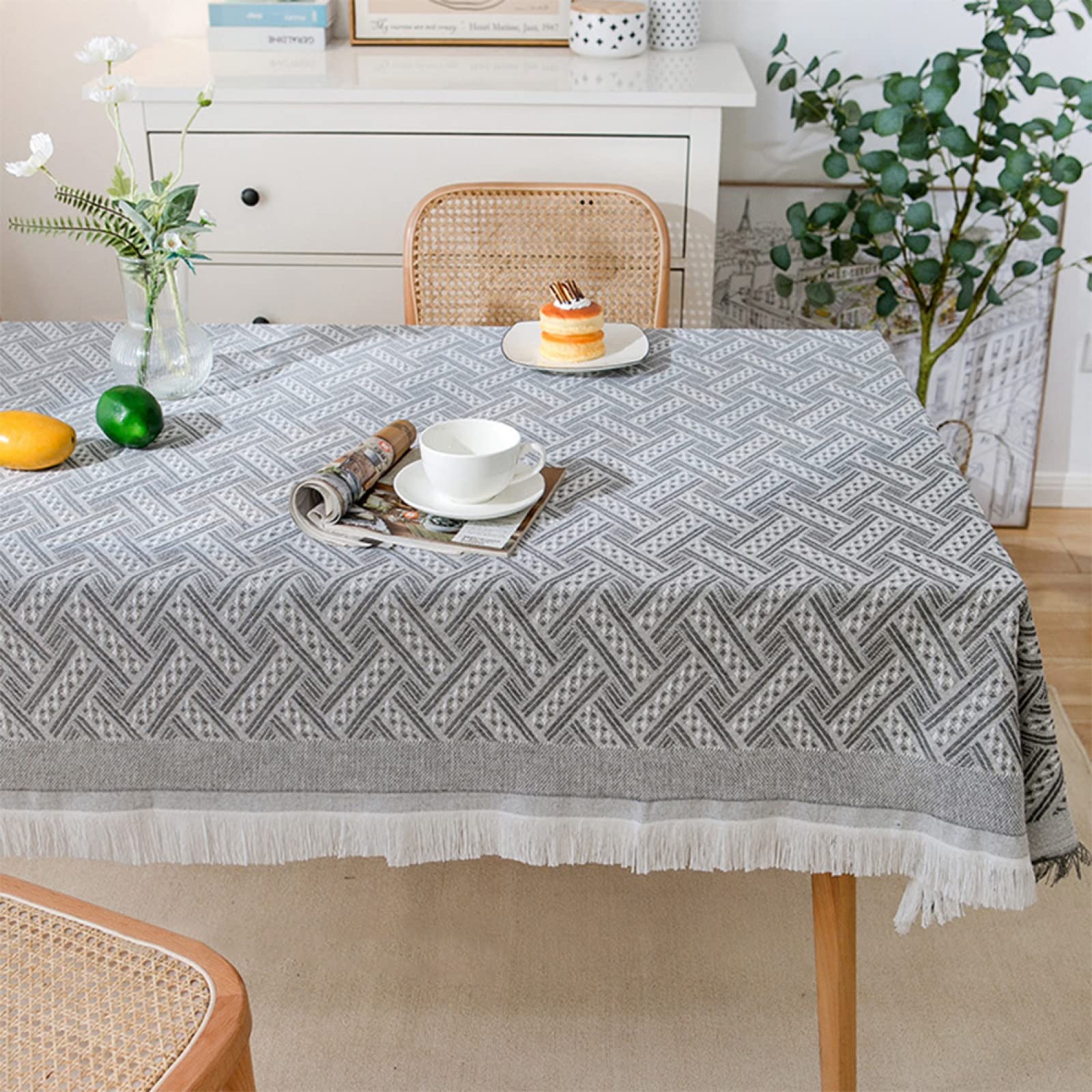 Nappe en coton infroissable 230x340 cm idéale pour vos grands repas de famille chaleureux