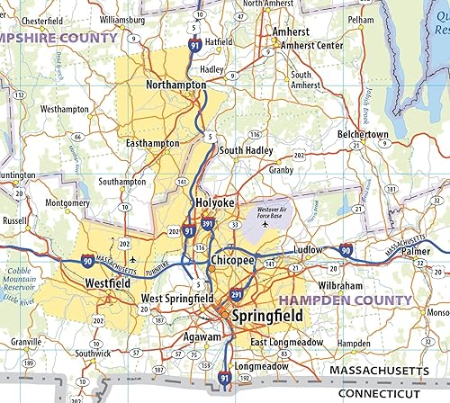 Miniatura 8 de Mapa de pared laminado de Massachusetts (36 pulgadas de ancho x 23 pulgadas de alto)