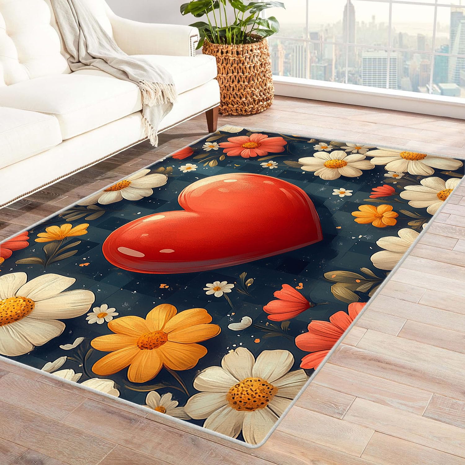 Tapis pour enfant fille garçon rouge aspect 3D doux de 60x90cm