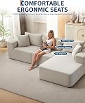 GarveeLife Soft Modular Cloud Sectional Sofa – 108" Boneless L-Shaped Couch Bed with Chaise – Cozy Corduroy, No Assembly – Living Room – Beige, Right Noble Consort