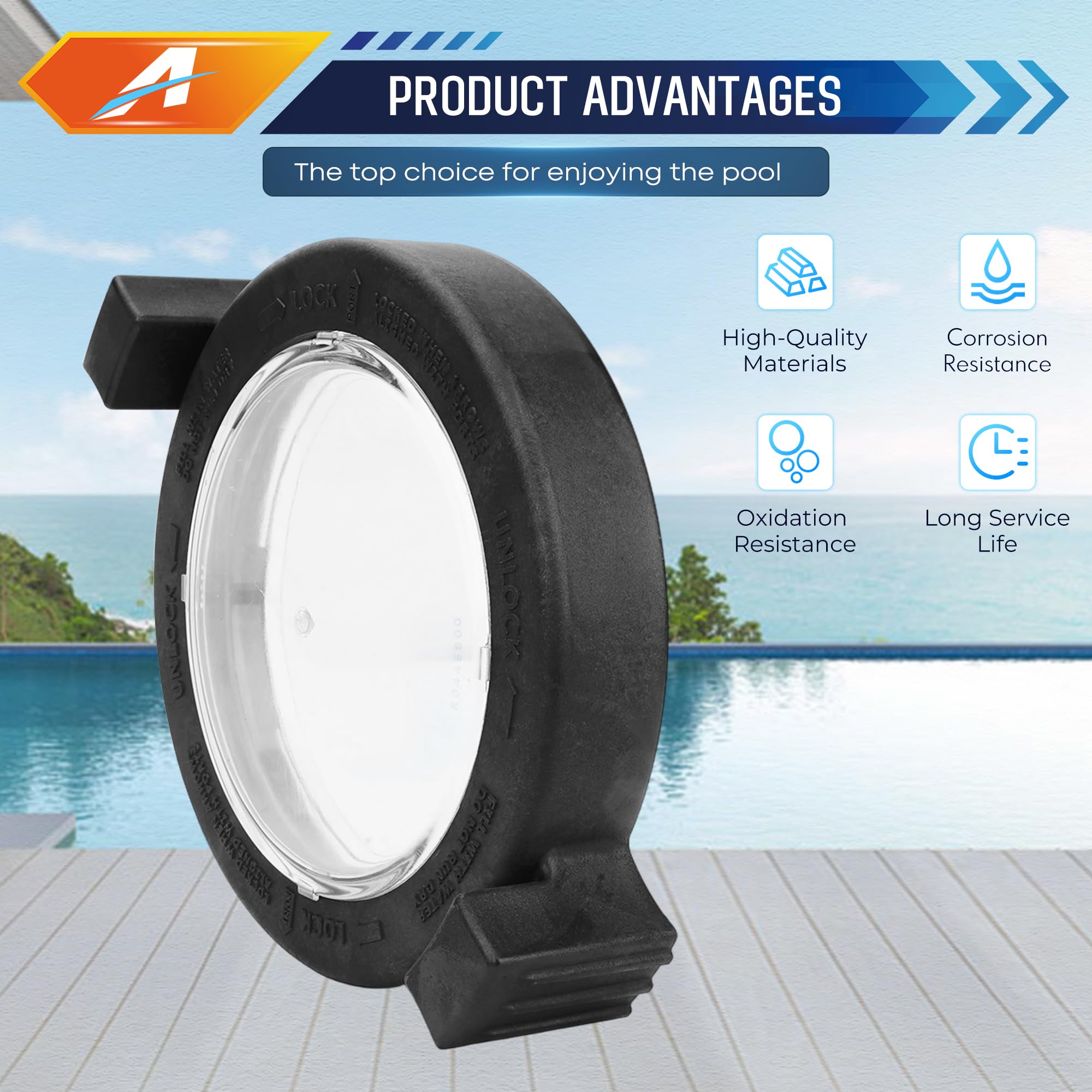 R0445800 Couvercle de pompe de piscine avec anneau de verrouillage et kit de joint | Compatible avec les séries Stealth, Waterfall et ePump | Convient aux modèles SHPF, SHPM, SWF, JEP |