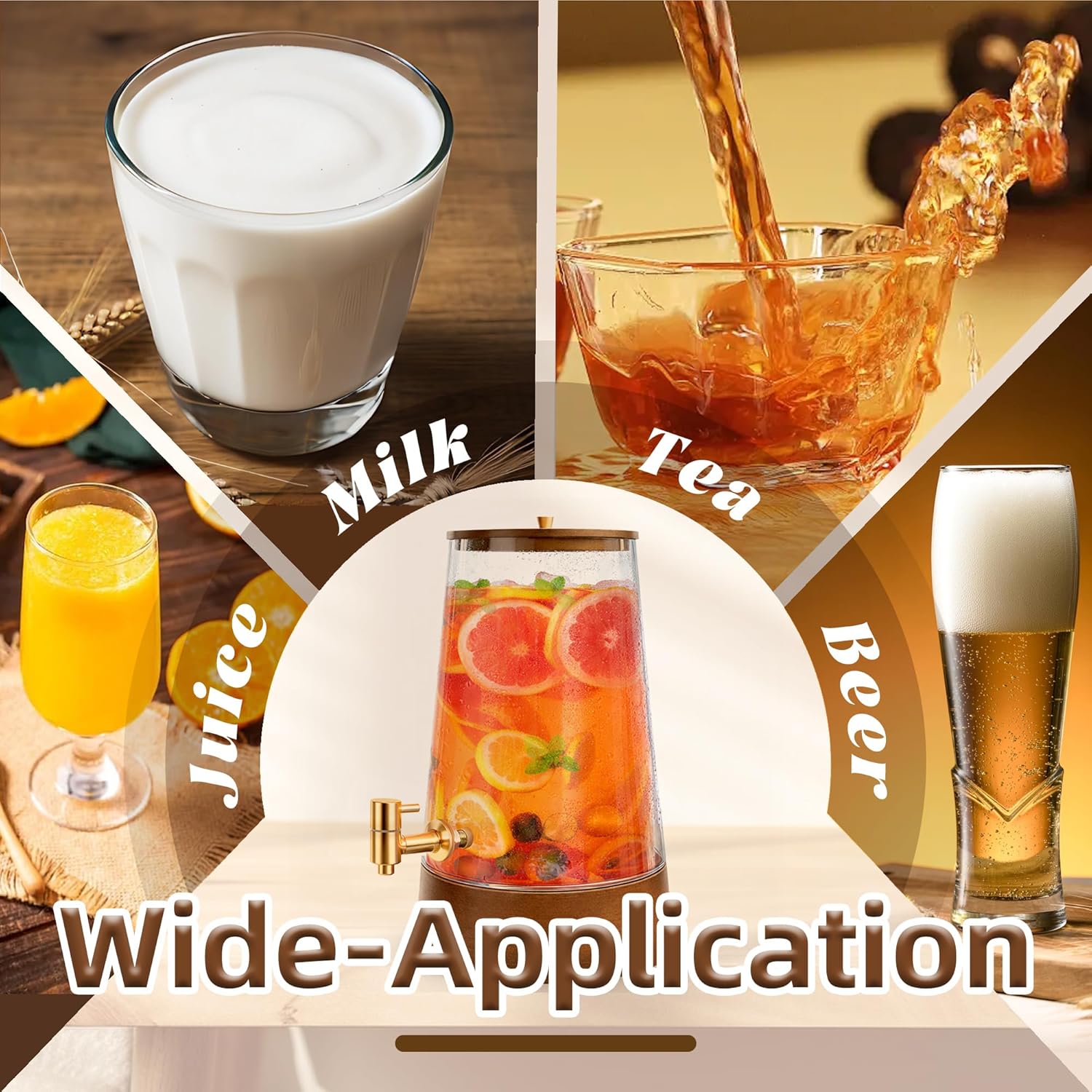 1.7 Gallon Glass Drink Dispenser, Large Glass Cold Beverage Dispensers with Faucet, Water Dispenser for Party, Bars and Home