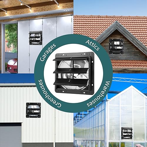 Miniatura 6 de 12 Inch Wall Mounted Exhaust Fan with Thermostat & Humidity Controller,1650 RPM Vent Fan with Variable Speed,High Velocity 1500 CFM,Automatic