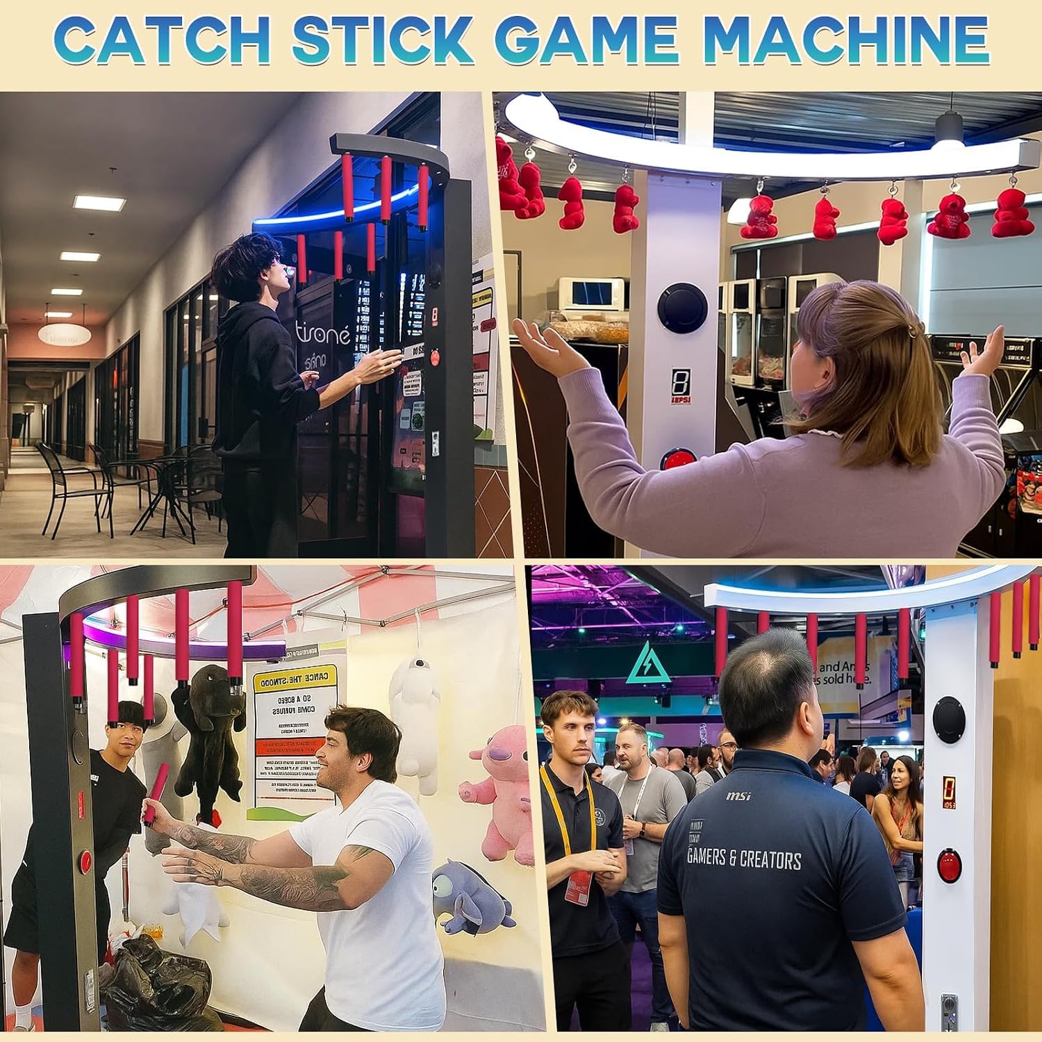 Arcade-spielautomat, Fangstabspiel Zur Förderung Der Hand-Augen-koordination, Reflex-Sticks, Fangstab-Arcade-Spiel Zur Miete, Für Partys, Veranstaltungen, Karneval Und Bars White