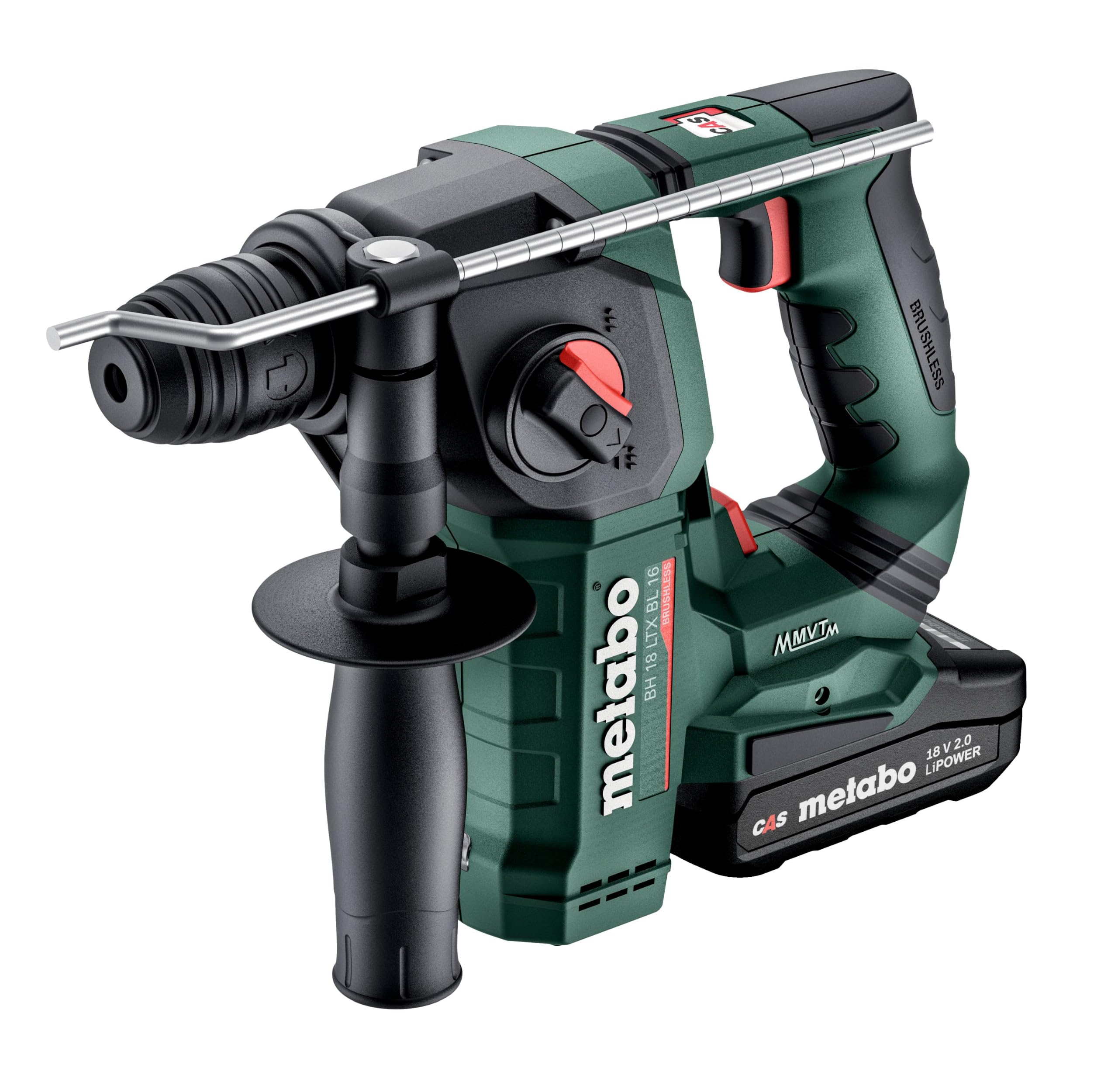 Metabo - Martillo Rotativo a Batería 18V BL 16 Motor Sin Escobillas Compacto y Ligero Potente Herramienta Eléctrica con Sistema de Baterías CAS
