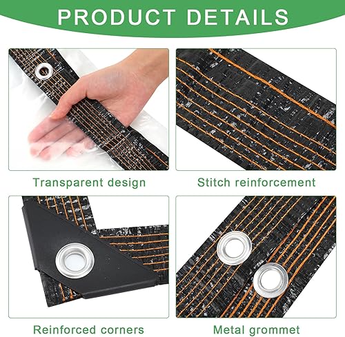 Miniatura 3 de Windyun Paquete de 2 lonas transparentes resistentes con borde reforzado, lona de plástico impermeable, cubierta de plástico para invernaderos con
