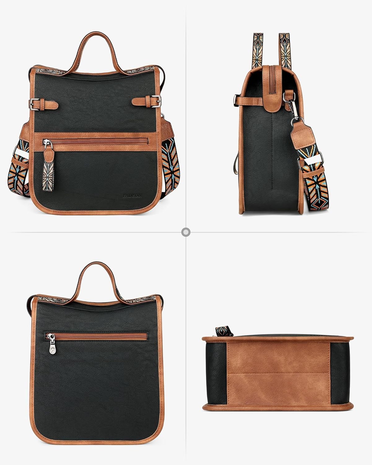 FADEON Crossbody Bags Purses for Women Designer Cross Body Shoulder Bag Purse PU Leather Top Handle Handbag Wide Strap - Image 6