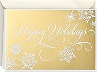 Hallmark Gold Foil Happy Holidays Boxed Christmas Cards, 16 Elegant Cards & 17 Envelopes for Festive Greetings