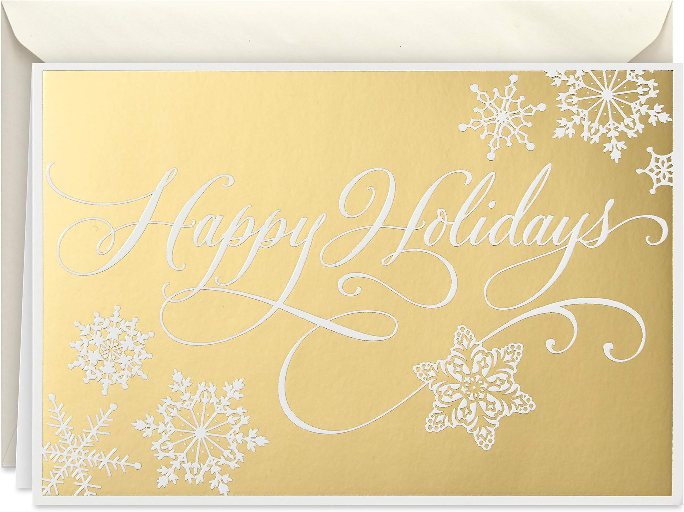 Boxed Holiday Cards, Gold Happy Holidays (16 Cards and 17 Envelopes)