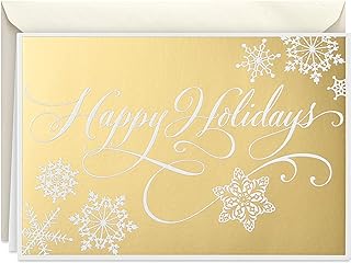 Hallmark Boxed Holiday Cards, Gold Happy Holidays (16 Cards and 17 Envelopes)