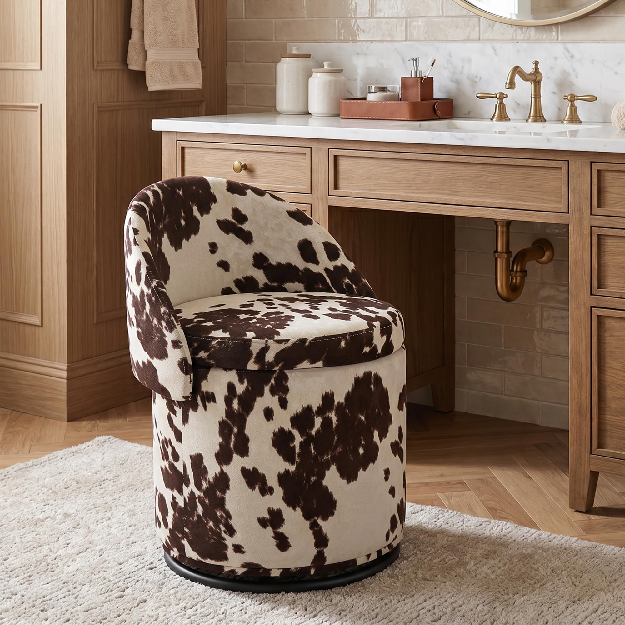 Amazon.com: DUOMAY Modern Round Swivel Vanity Storage Stool with