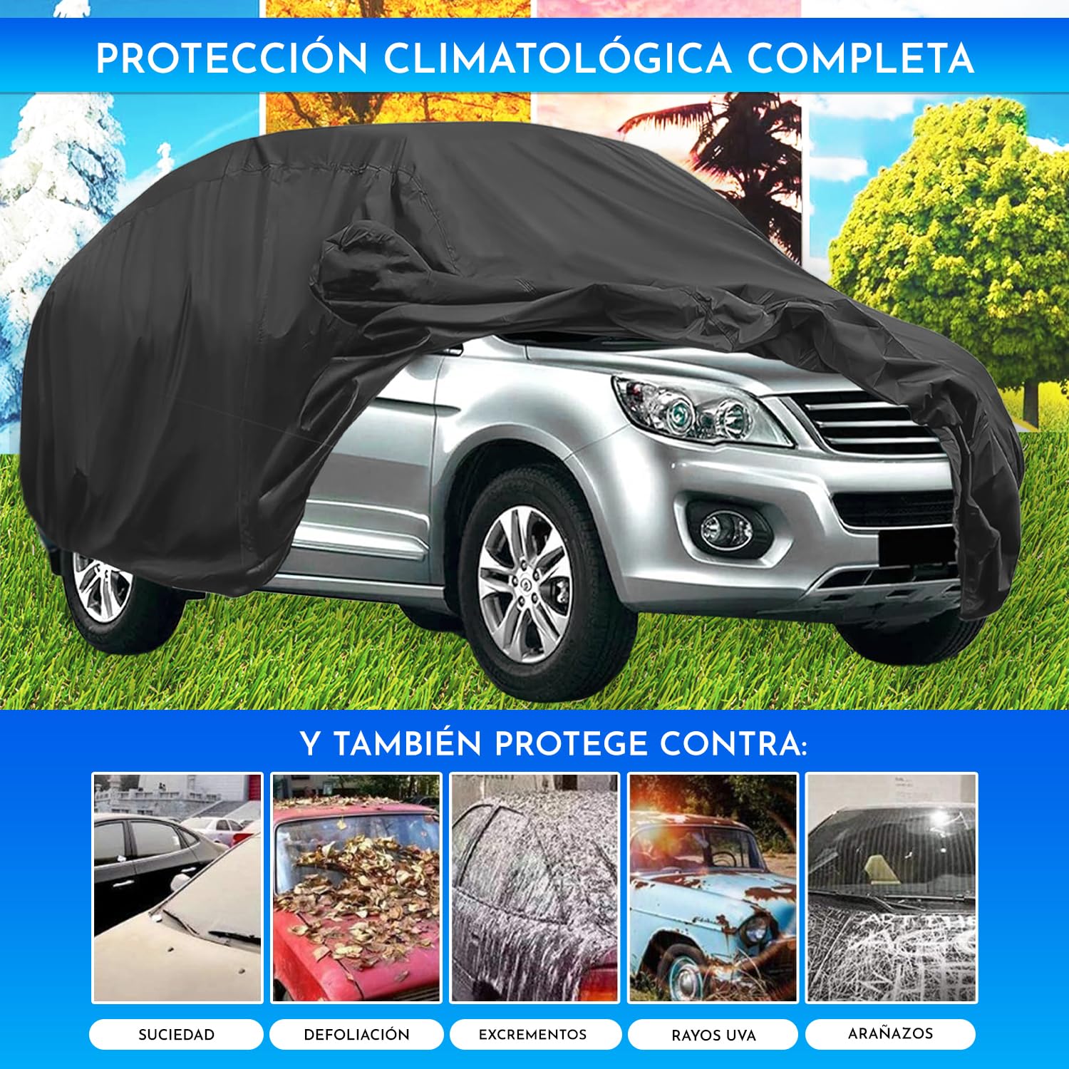 Funda Coche SUV Valida para Todo Tipo de SUV 4x4 todoterrenos Furgonetas monovolumen Familiares Material PEVA