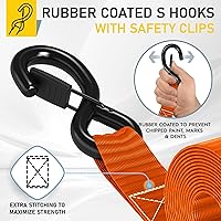 Vista 3 de AUGO - 4 correas de trinquete resistentes y bucles suaves, de 1.5 pulgadas por 10 pies con cierres de seguridad de gancho en S y 4 amarres de bucle
