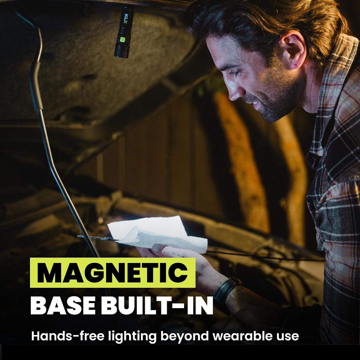 KLX Magnetic Neck Light - Hands-Free Detachable Zoomable Magnet Flashlight, Rechargeable Book Light, Flexible Neck Work Lamp for Reading, Camping, Repairing, Mechanics, DIY