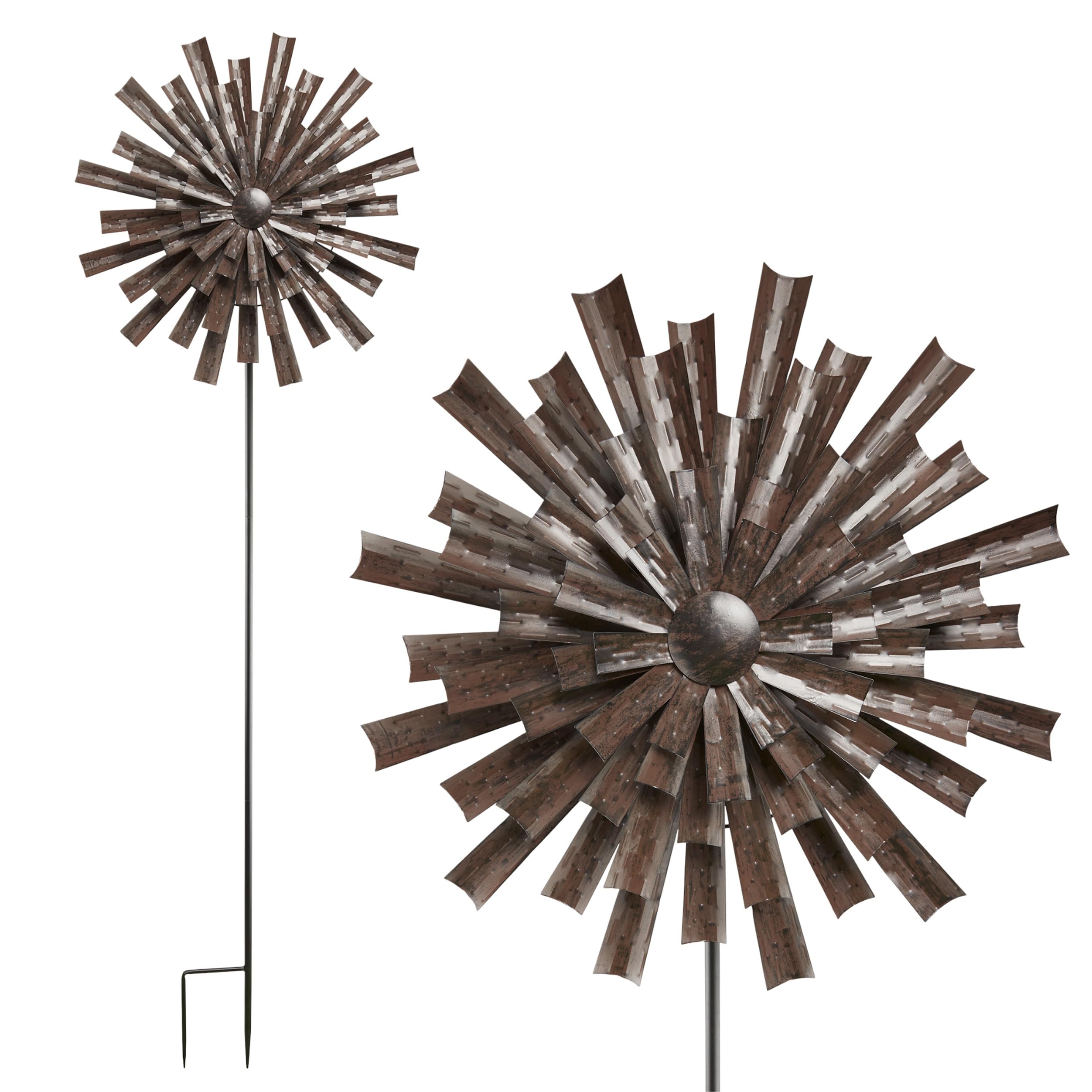Alpine Corporation MZP588 Alpine - Molinillo de Viento para Exteriores (205,7 cm), diseño de Flores, Color Bronce