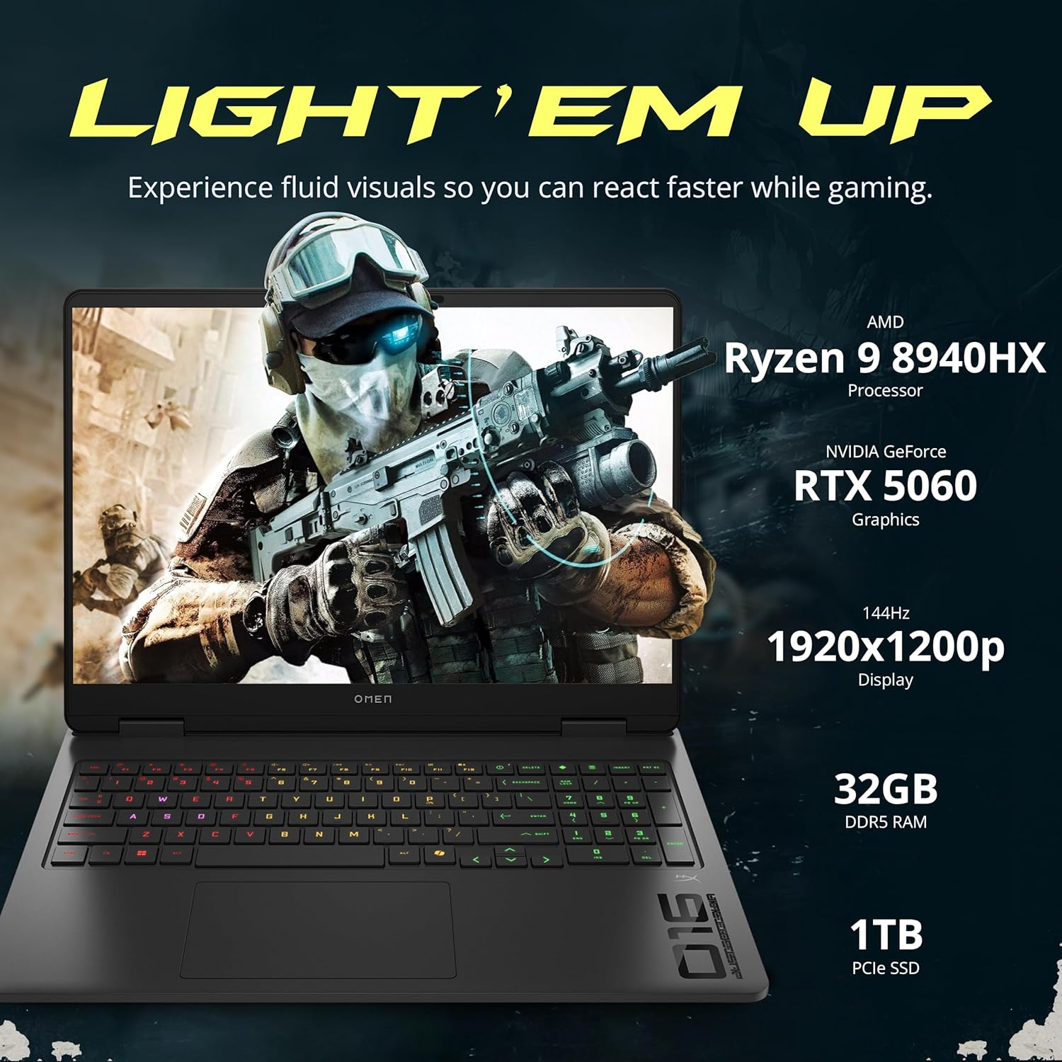 HP Omen 16" 2K 144Hz Gaming Laptop, AMD Ryzen 9 8940HX, GeForce RTX 5060 Graphics, 32GB DDR5, 1TB SSD, 4-Zone RGB Backlit Keyboard, Copilot, Win 11 Pro, Shadow Black, 1TB Docking Station Set