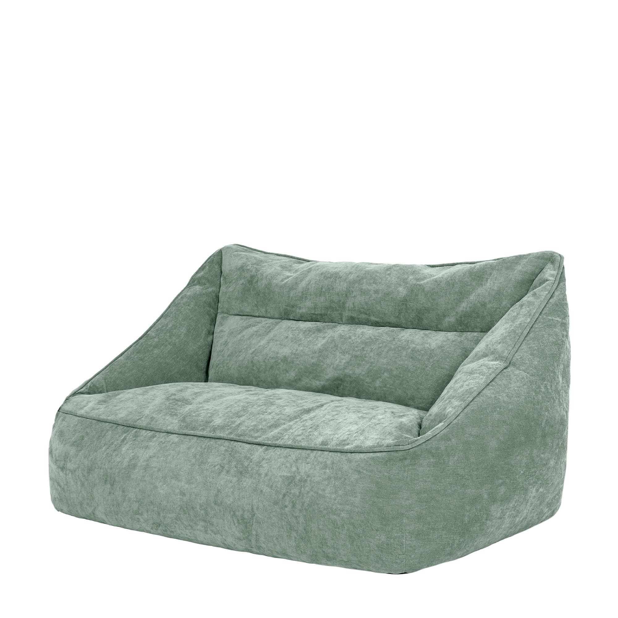 Icon Cecilia Sitzsack Sofa, Salbeigrün, Flauschiger Chenille Stoff, 2 Sitzer Sofa für Erwachsene, Riesensitzsack mit Füllung, Bequemer Sessel, Lounge, Wohnzimmer, Deko Wohnzimmer