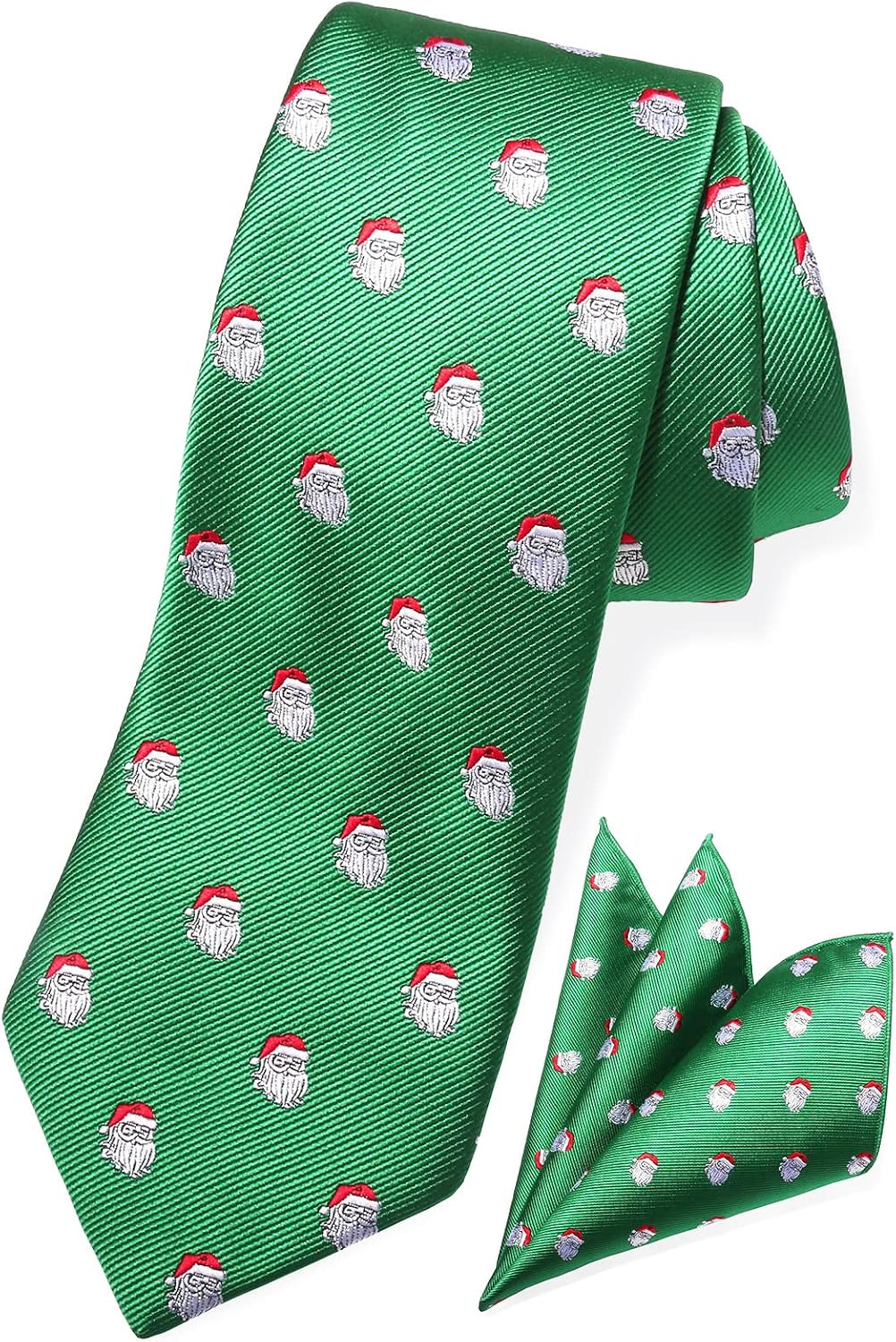 TaecMin Christmas Tie Mens Xmas Festive Ties and Pocket Square Set Funny Vacation Necktie for Men with Handkerchief