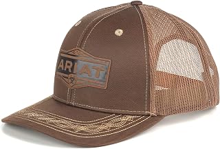 Ariat Men's Black Red Gray Mesh Baseball Cap - Adjustable Snapback Hat with Shield Logo for Secure Fit