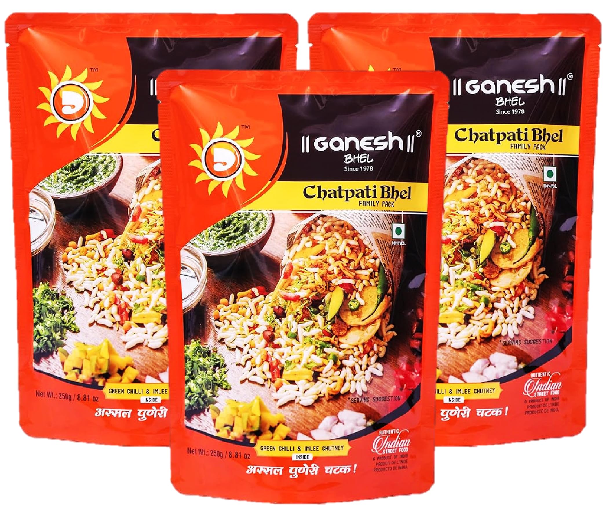 Ganesh Bhel Chatpati Bhel Family Pack, 250g (Pack of 3)