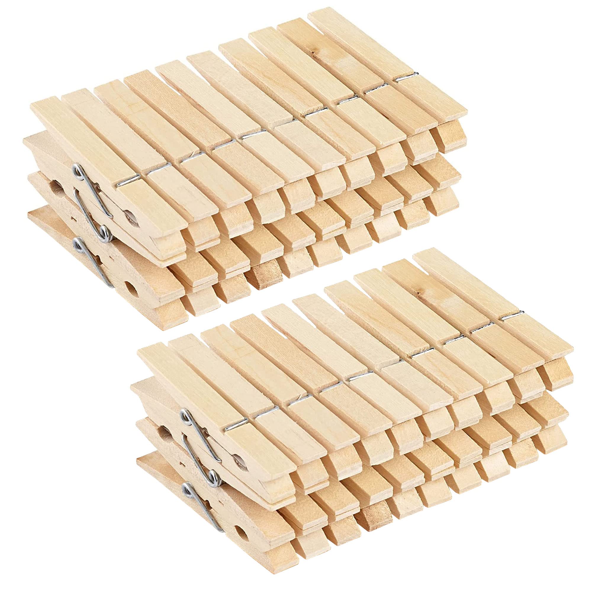 60 Traditional Wooden Laundry Pegs, Clothespins for Indoor and Outdoor Washing Lines, Clothes Drying Clips Also Perfect for Crafting, Art, DIY (2 Pack)