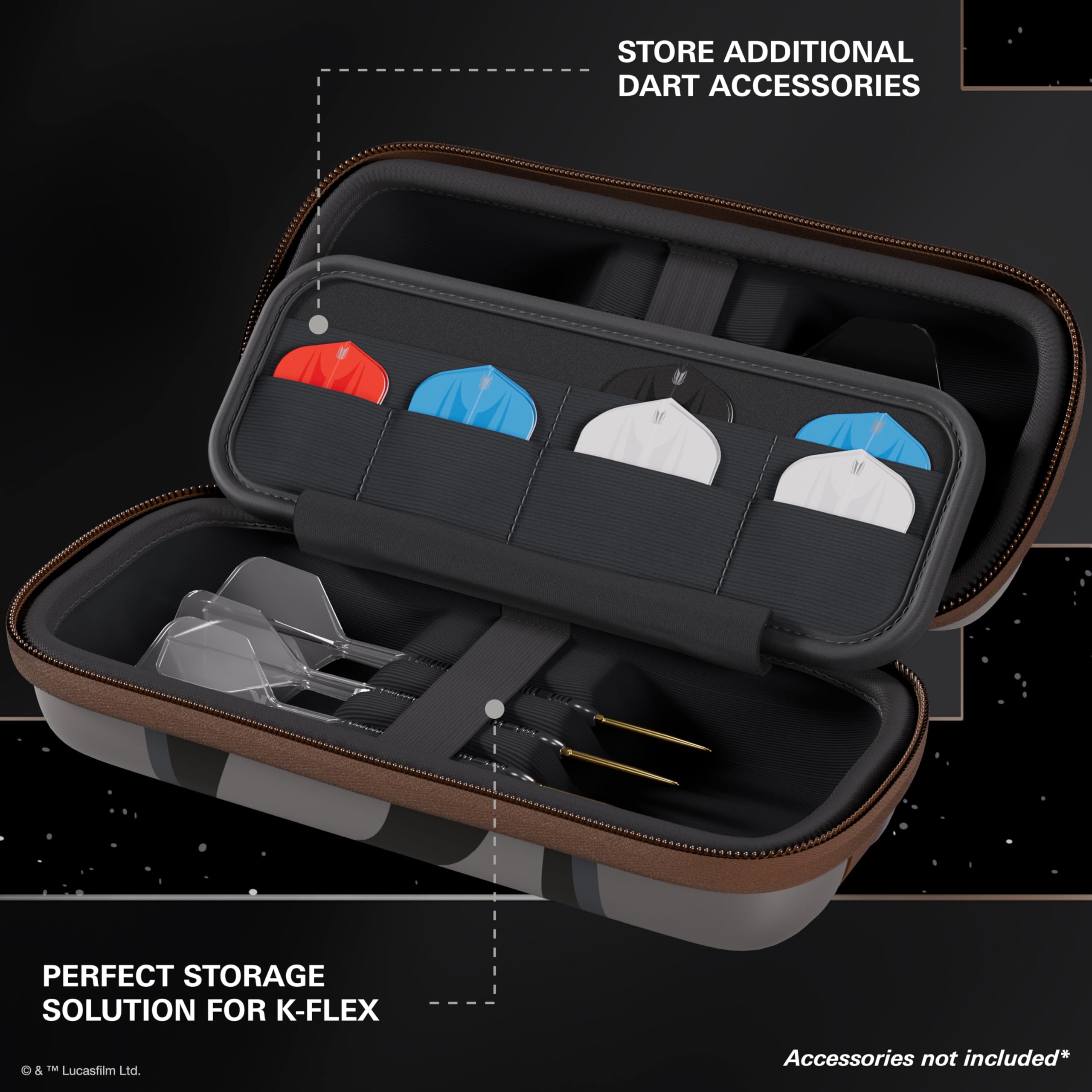 Target Darts Star Wars Mandalorian BOA Portefeuille | Premium Disney Fléchette Étui avec Personnage Design, Swiss Pointes Tip Rangement, Rigid Extérieur Coque et Organisé Accessoires Holder - 5
