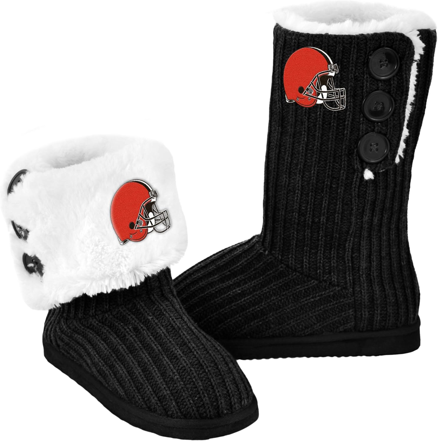 FOCO NFL Womens Knit High End Black Button Boots : Sports & Outdoors