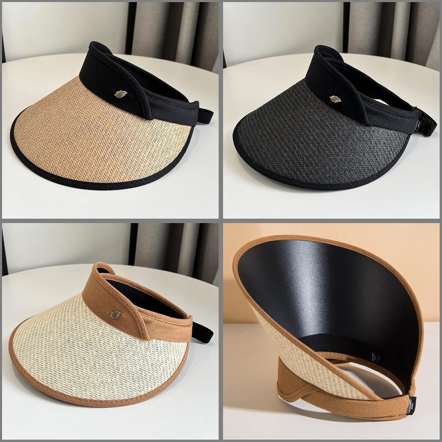 MULIMU 3 Pcs Sun Visor Hat for Women Summer UV Protection UPF 50+ Wide Brim Ponytail Beach Cap Korean Style Golf Cap Sun Visors Black - Image 5