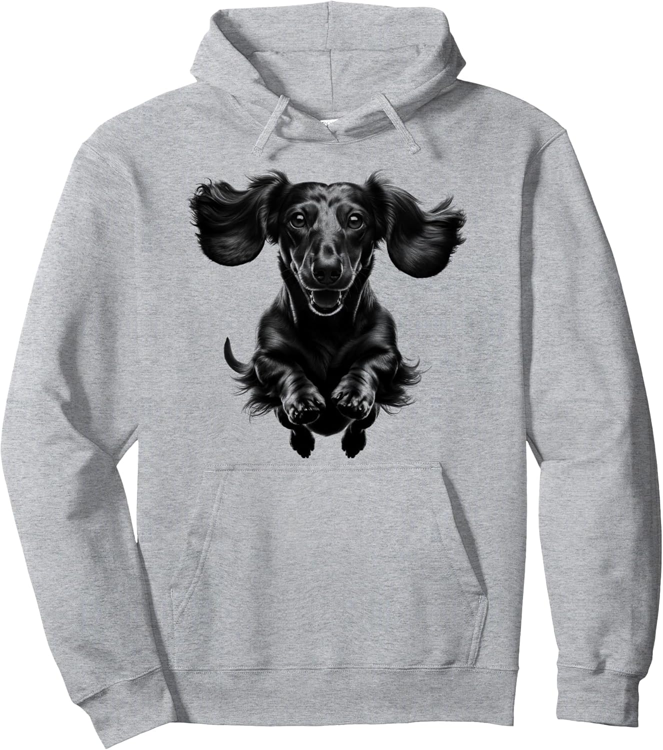 Funny Dachshund in Jump as a Cool Portrait Pullover Hoodie