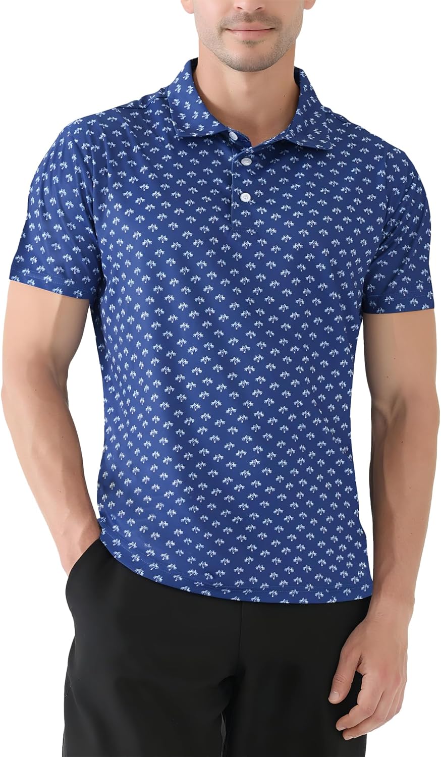 2 Pack Men's Golf Polo Shirts Short Sleeve Dry Fit Print Performance Mositure Wicking Golf Shirts for Men Casual - Image 2