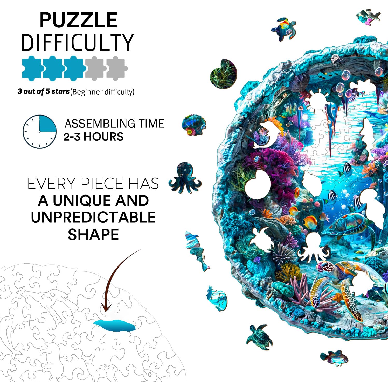 Amazon.com: Jigfoxy Wooden Puzzle for Adults, 3D Visual Ocean