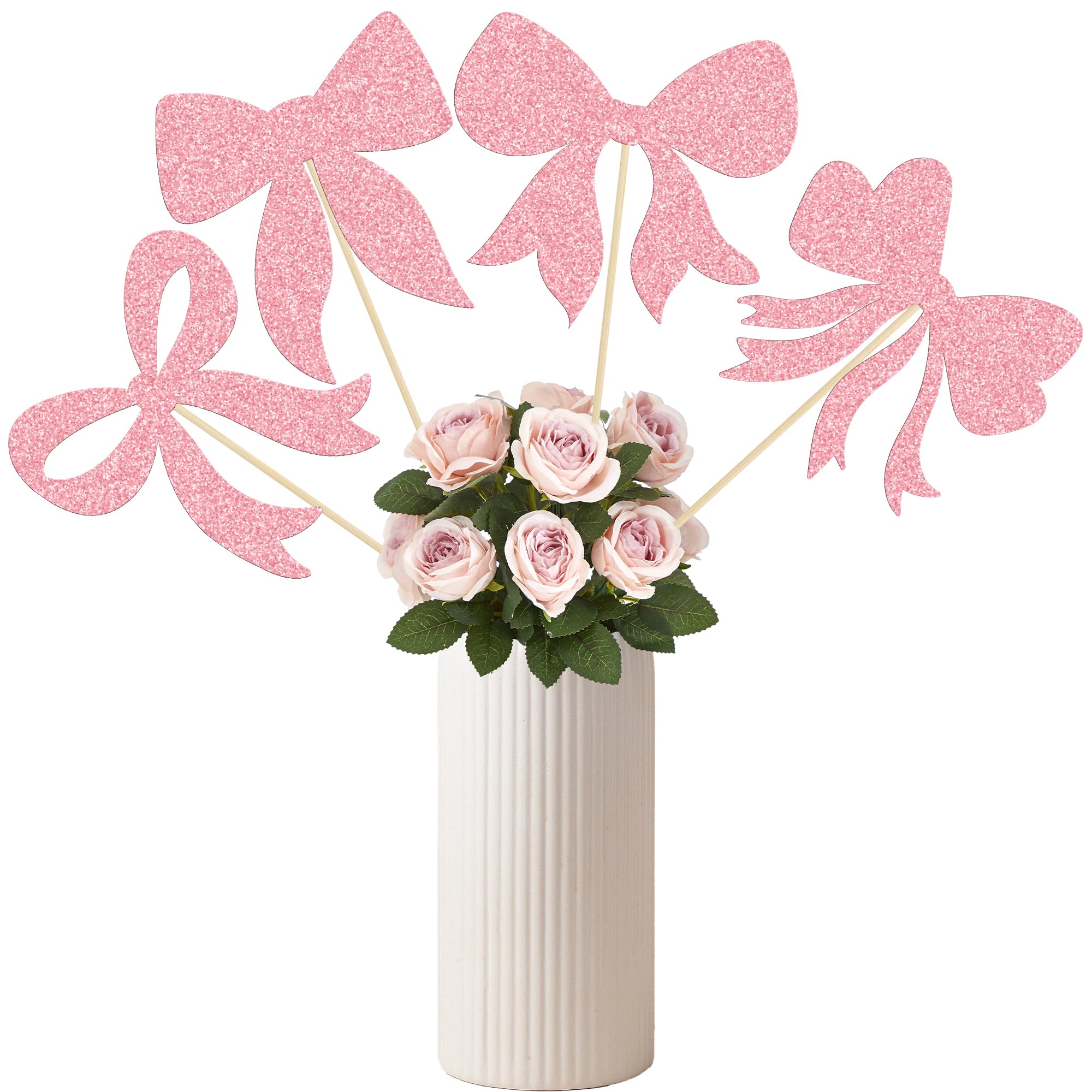 Gyufise 12Pcs Princess Centerpiece Sticks Birthday Bowknot Castle Birthday Table Flower Centerpieces Sticks Crown Bow Party Decorations For Bridal Shower Birthday Wedding Party Supplies Rose Gold