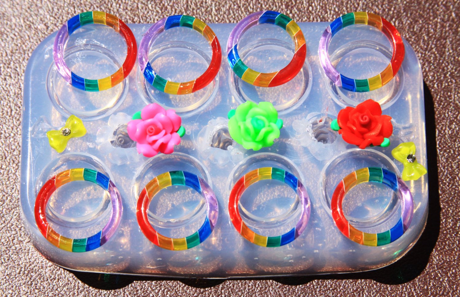 Sale!! Big Multi-Clear-Silicone Ring Molds 8ps Rings with Sizes 7,8,9 +3 Roses!(304) Shipping in 3-5 Business Days.