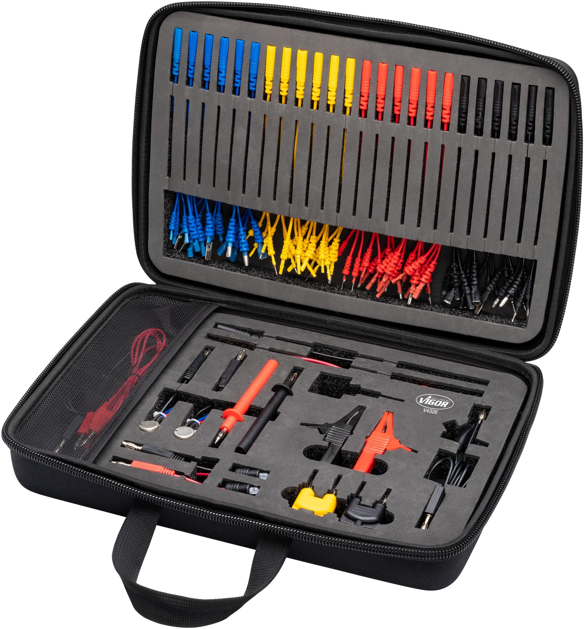 ViGOR Set di cavi di misura da 92 pezzi V4326N,Per le esigenze del settore automobilistico per la misurazione elettrica e il collaudo di circuiti/componenti elettrici, 92 pezzi, Batteria da 12 V