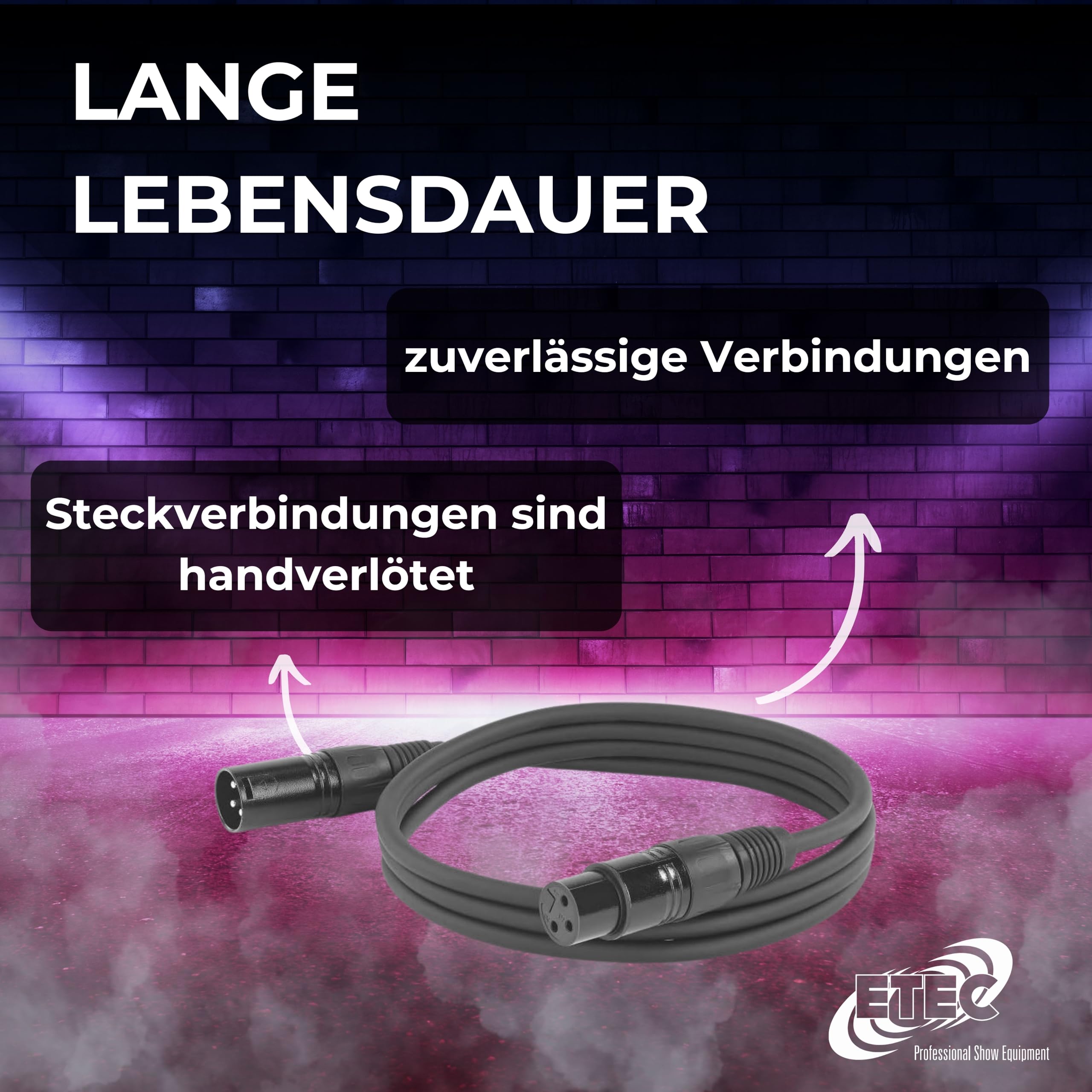 ETEC - Cable de audio XLR (10 unidades, 3 m, cable de micrófono DMX OFC, cobre)
