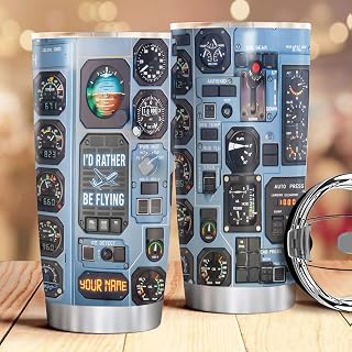 Personalized Pilot Tumbler – Best Pilot Ever Stainless Steel Travel Cup with Funny Aviation Nutrition Facts – Custom Name Gift for Airline Captains, Aviators, Flight Instructors, and Crew Members (P2)